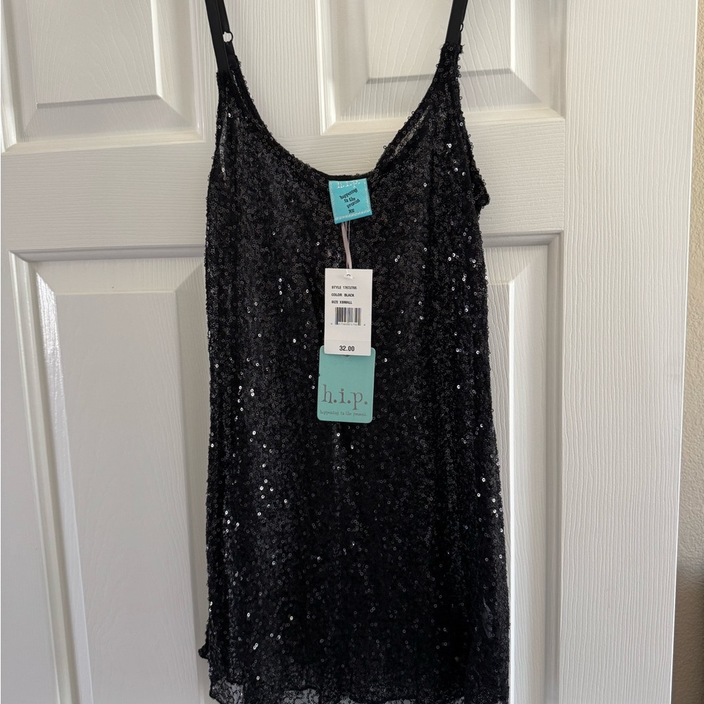 h.i.p. Glittering Black Sequin Top